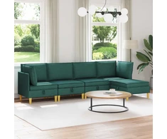 Modulinė sofa su laikymo vieta 5 vnt. Tamsiai žalia Audinys