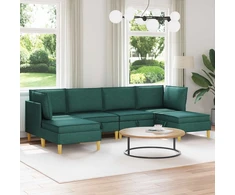 Modulinė sofa su laikymo vieta 6 vnt. Tamsiai žalia Audinys