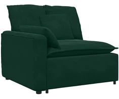 Modulinė sofa su pagalvėlėmis, aksominė, tamsiai žalia