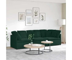 Modulinė sofa su pagalvėlėmis, aksominė, tamsiai žalia
