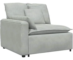 Modulinė sofa su pagalvėlėmis, aksominė, šviesiai pilka