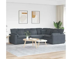 Modulinė sofa su pagalvėlėmis, aksominė, tamsiai pilka