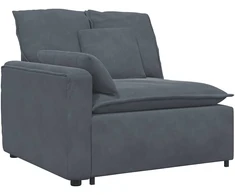 Modulinė sofa su pagalvėlėmis, aksominė, tamsiai pilka