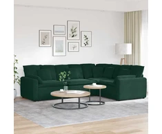 Modulinė sofa su pagalvėlėmis, aksominė, tamsiai žalia