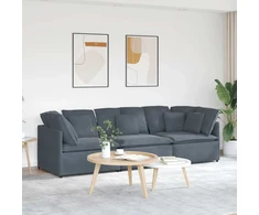 Modulinė sofa su pagalvėlėmis, aksominė, tamsiai pilka
