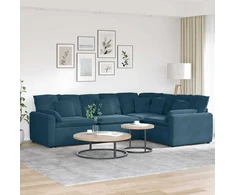 Modulinė sofa su pagalvėlėmis, aksominė, mėlyna