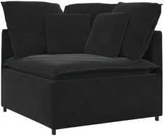 Modulinė sofa su pagalvėlėmis, aksominė, juoda