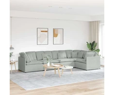 Modulinė sofa su pagalvėlėmis, aksominė, šviesiai pilka