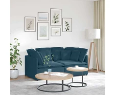 Modulinė sofa su pagalvėlėmis, aksominė, mėlyna