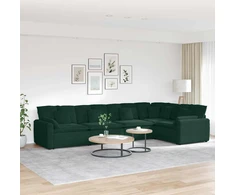 Modulinė sofa su pagalvėlėmis, aksominė, tamsiai žalia