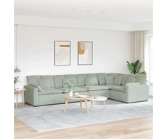 Modulinė sofa su pagalvėlėmis, aksominė, šviesiai pilka