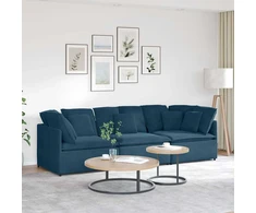 Modulinė sofa su pagalvėlėmis, aksominė, mėlyna