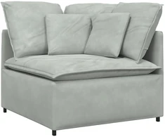 Modulinė sofa su pagalvėlėmis, aksominė, šviesiai pilka