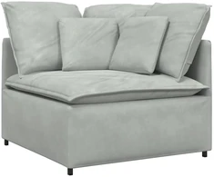 Modulinė sofa su pagalvėlėmis, aksominė, šviesiai pilka