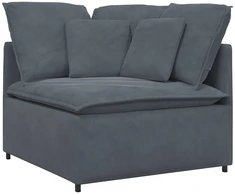 Modulinė sofa su pagalvėlėmis, aksominė, tamsiai pilka
