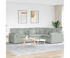 Modulinė sofa su pagalvėlėmis, aksominė, šviesiai pilka