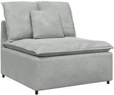 Modulinė sofa su pagalvėlėmis, aksominė, šviesiai pilka