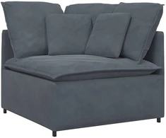 Modulinė sofa su pagalvėlėmis, aksominė, tamsiai pilka