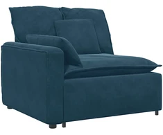 Modulinė sofa su pagalvėlėmis, aksominė, mėlyna