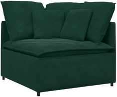 Modulinė sofa su pagalvėlėmis, aksominė, tamsiai žalia