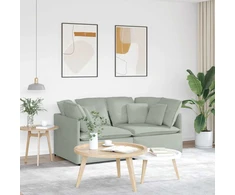 Modulinė sofa su pagalvėlėmis, aksominė, šviesiai pilka