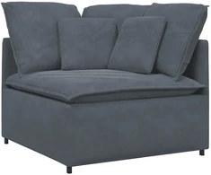 Modulinė sofa su pagalvėlėmis, aksominė, tamsiai pilka