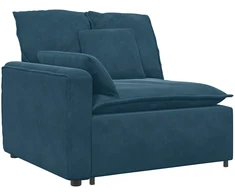 Modulinė sofa su pagalvėlėmis, aksominė, mėlyna