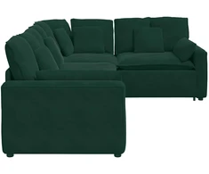 Modulinė sofa su pagalvėlėmis, aksominė, tamsiai žalia