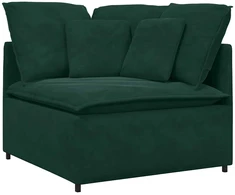 Modulinė sofa su pagalvėlėmis, aksominė, tamsiai žalia