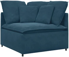 Modulinė sofa su pagalvėlėmis, aksominė, mėlyna