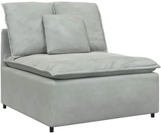 Modulinė sofa su pagalvėlėmis, aksominė, šviesiai pilka