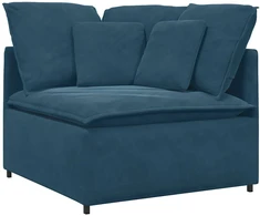 Modulinė sofa su pagalvėlėmis, aksominė, mėlyna
