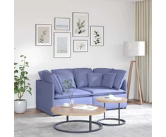 Modulinė sofa su pagalvėlėmis, audinys, džinso mėlyna
