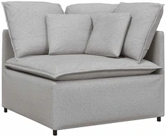 Modulinė sofa su pagalvėlėmis, audinys, debesų pilka
