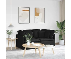 Modulinė sofa su pagalvėlėmis, audinys, juoda