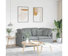Modulinė sofa su pagalvėlėmis, audinys, šviesiai pilka