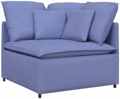 Modulinė sofa su pagalvėlėmis, audinys, džinso mėlyna