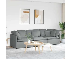 Modulinė sofa su pagalvėlėmis, audinys, šviesiai pilka