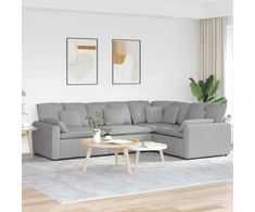 Modulinė sofa su pagalvėlėmis, audinys, debesų pilka