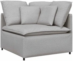 Modulinė sofa su pagalvėlėmis, audinys, debesų pilka
