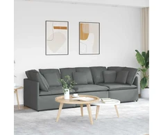 Modulinė sofa su pagalvėlėmis, audinys, tamsiai pilka