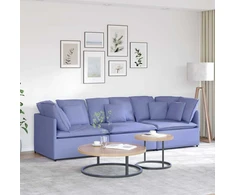 Modulinė sofa su pagalvėlėmis, audinys, džinso mėlyna