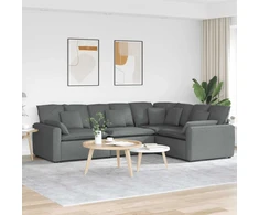 Modulinė sofa su pagalvėlėmis, audinys, tamsiai pilka