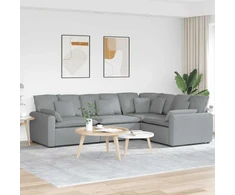 Modulinė sofa su pagalvėlėmis, audinys, šviesiai pilka