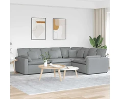 Modulinė sofa su pagalvėlėmis, audinys, šviesiai pilka