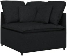 Modulinė sofa su pagalvėlėmis, audinys, juoda