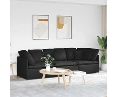 Modulinė sofa su pagalvėlėmis, audinys, juoda