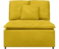 Modulinė sofa su pagalvėlėmis, geltona, 100 cm
