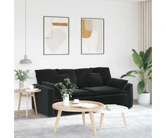 Modulinė sofa su pagalvėlėmis, juoda
