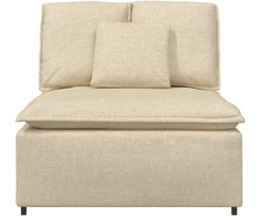 Modulinė sofa su pagalvėlėmis, kreminės spalvos, 100 cm